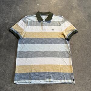 McNeal Polo Shirt Mens M Green Striped Collared  Business Casual Preppy Outdoor